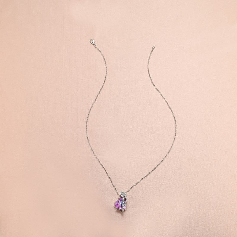 Rose Studded Diamond Pendant Necklace