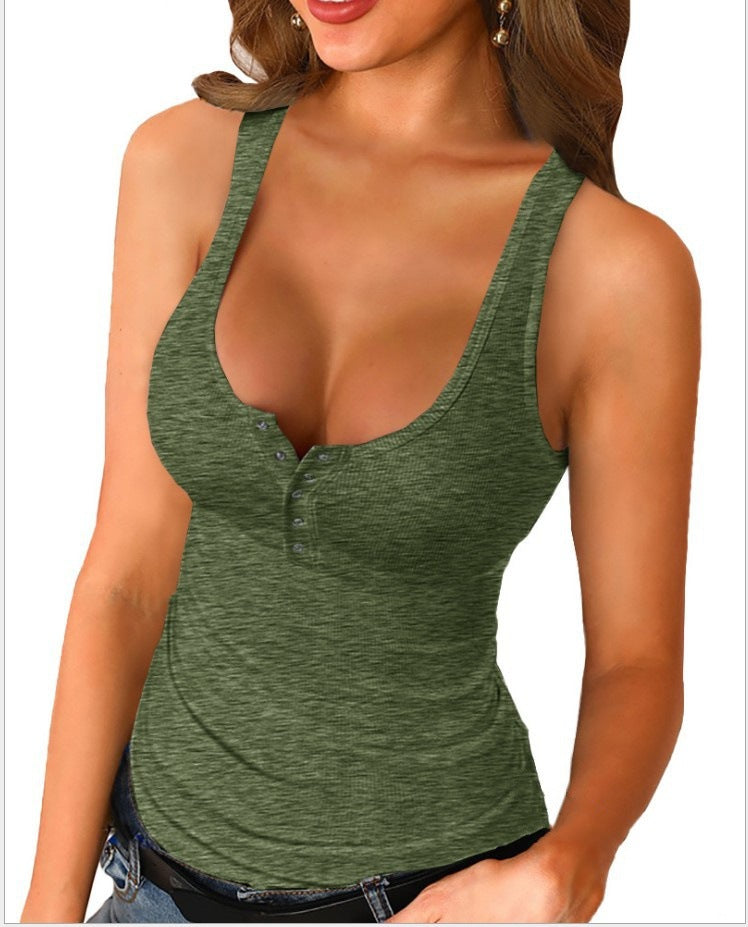 Sleeveless Inner With I-Shaped Slim-Fit Solid Color Base Shirt