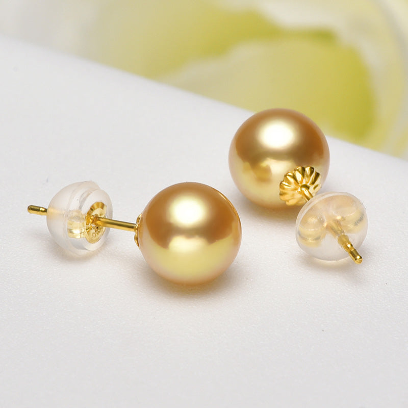 Small Bulb 18k Gold Pearl Stud Earrings