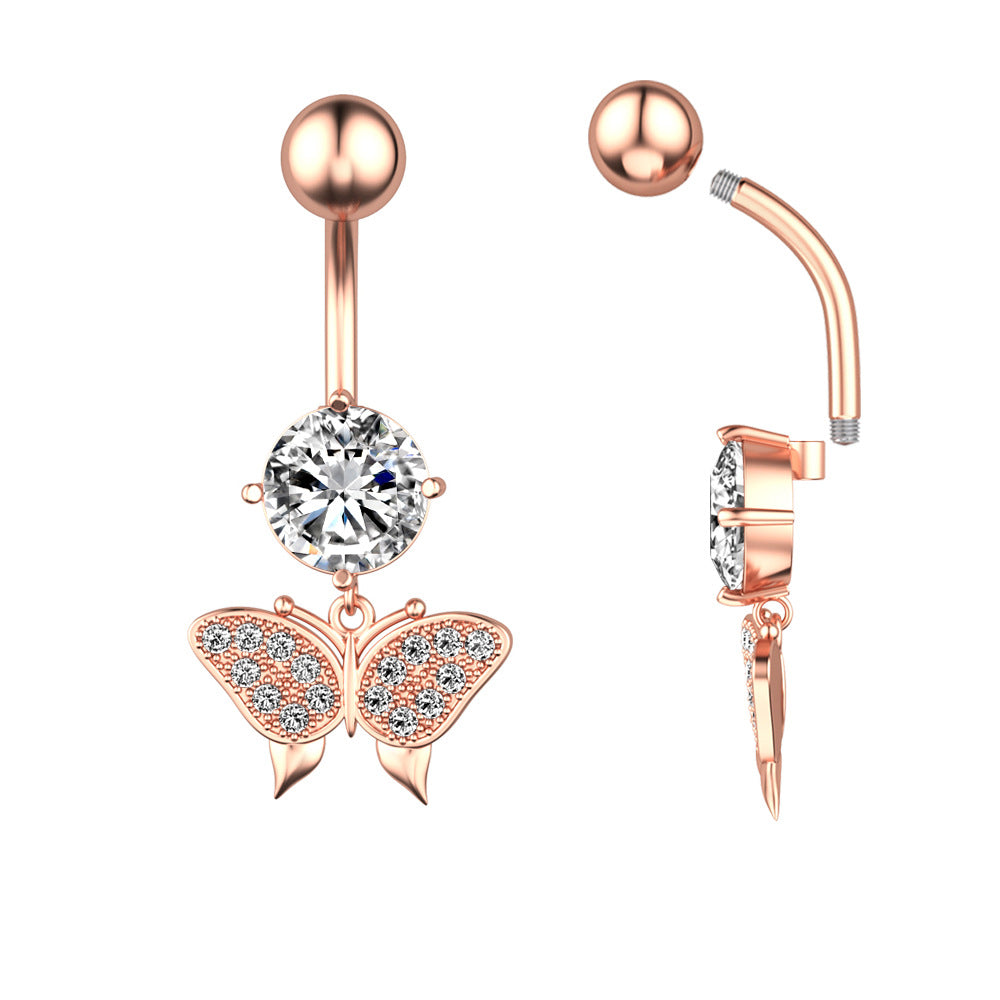 New Butterfly Zircon Belly Button Ring Belly