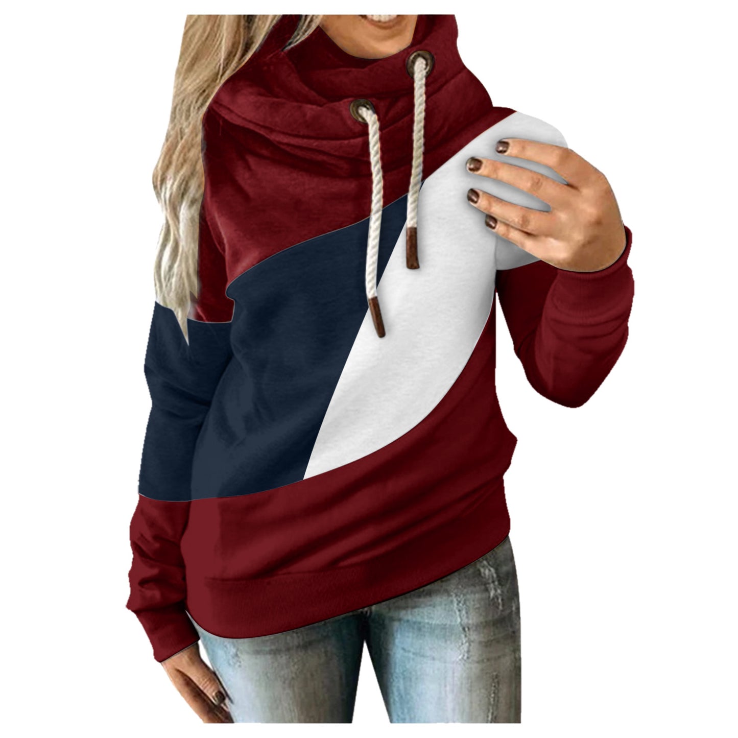 New color-blocking long-sleeved hooded sweater