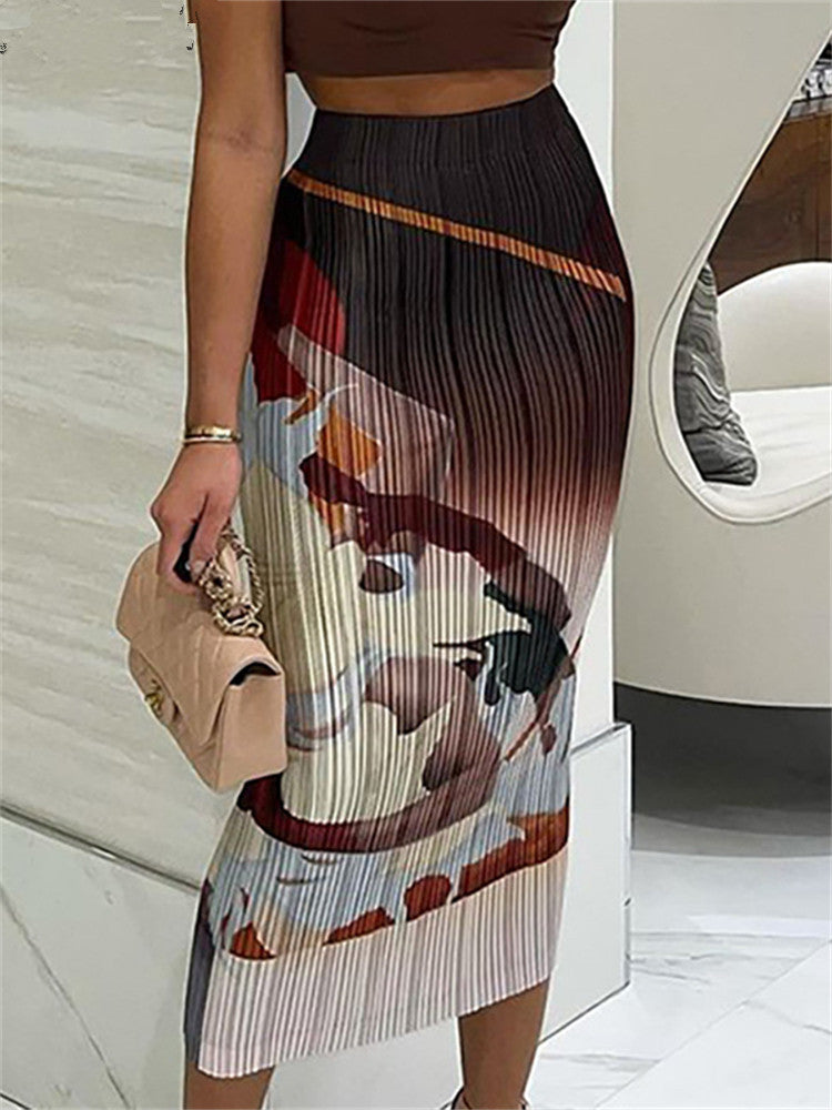 Summer New  Printed Women's Elastic Waist Dress