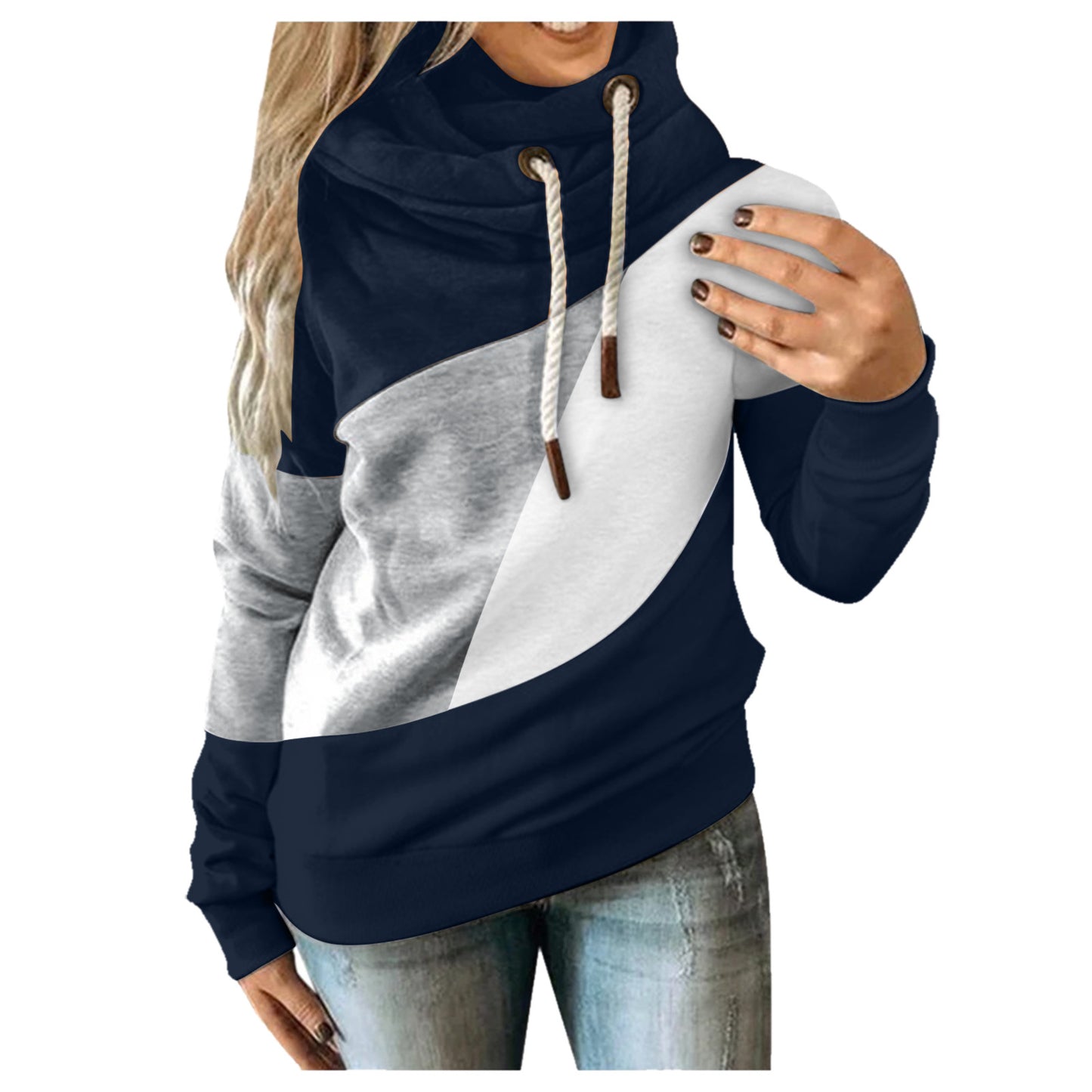 New color-blocking long-sleeved hooded sweater